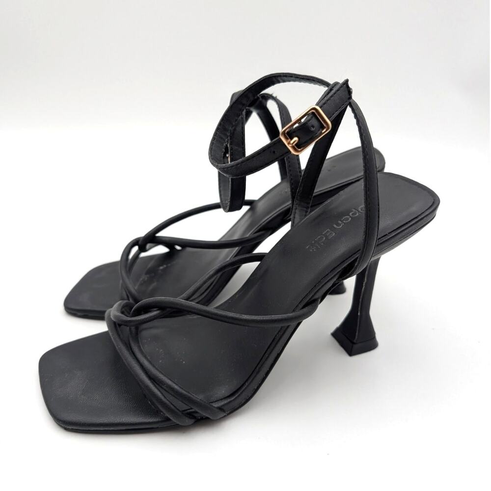 Open Edit Rachel Heel Sandal Square Open Toe Women's Black Size US5.5M EU36